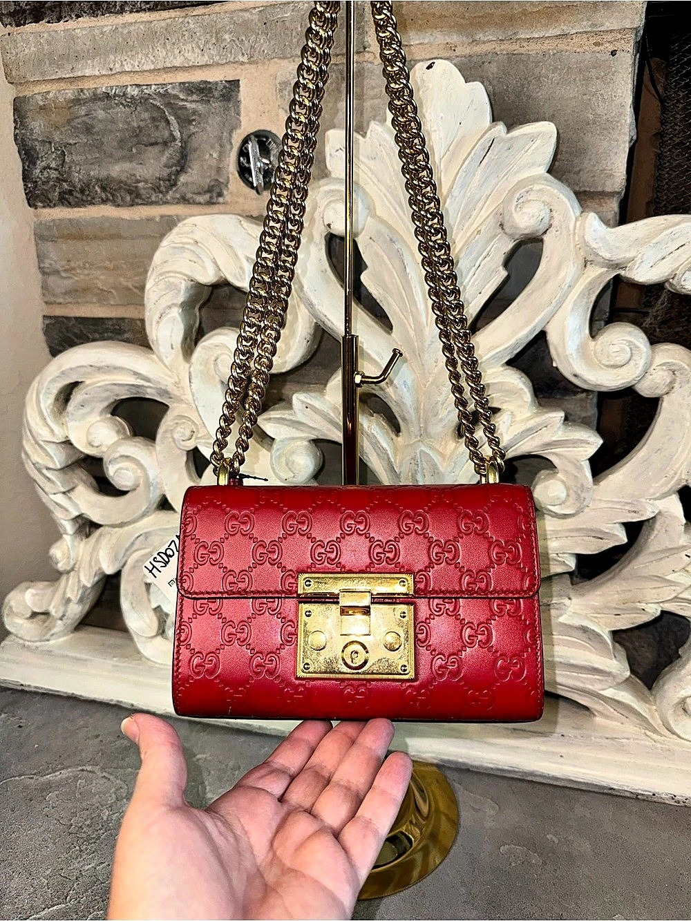 Gucci Padlock Small Guccissima Shoulder Bag in Red